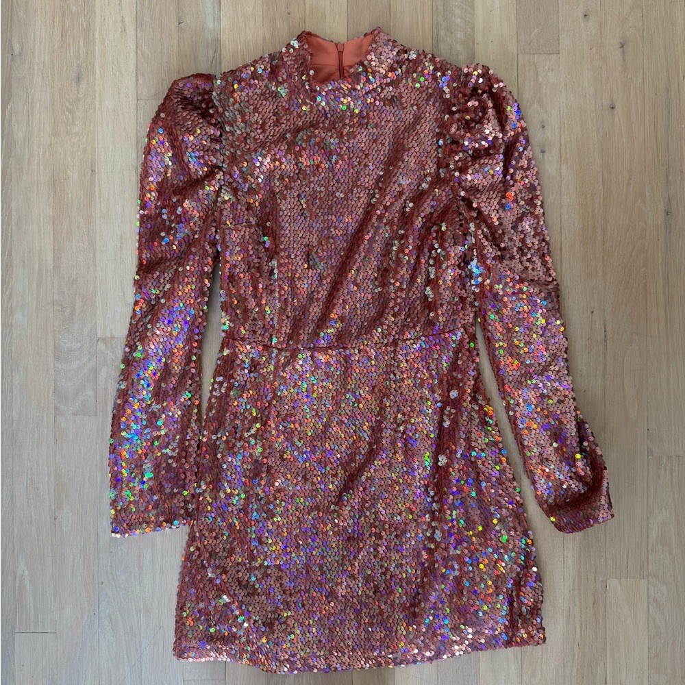 Zara Pink Sequin Long Sleeve Dress